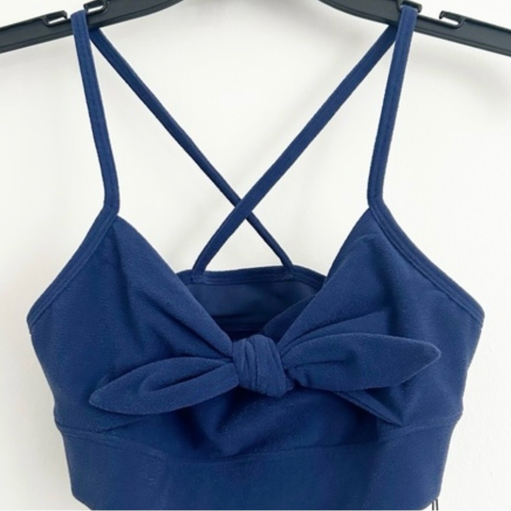 Navy Blue Bow Detail Women's Top